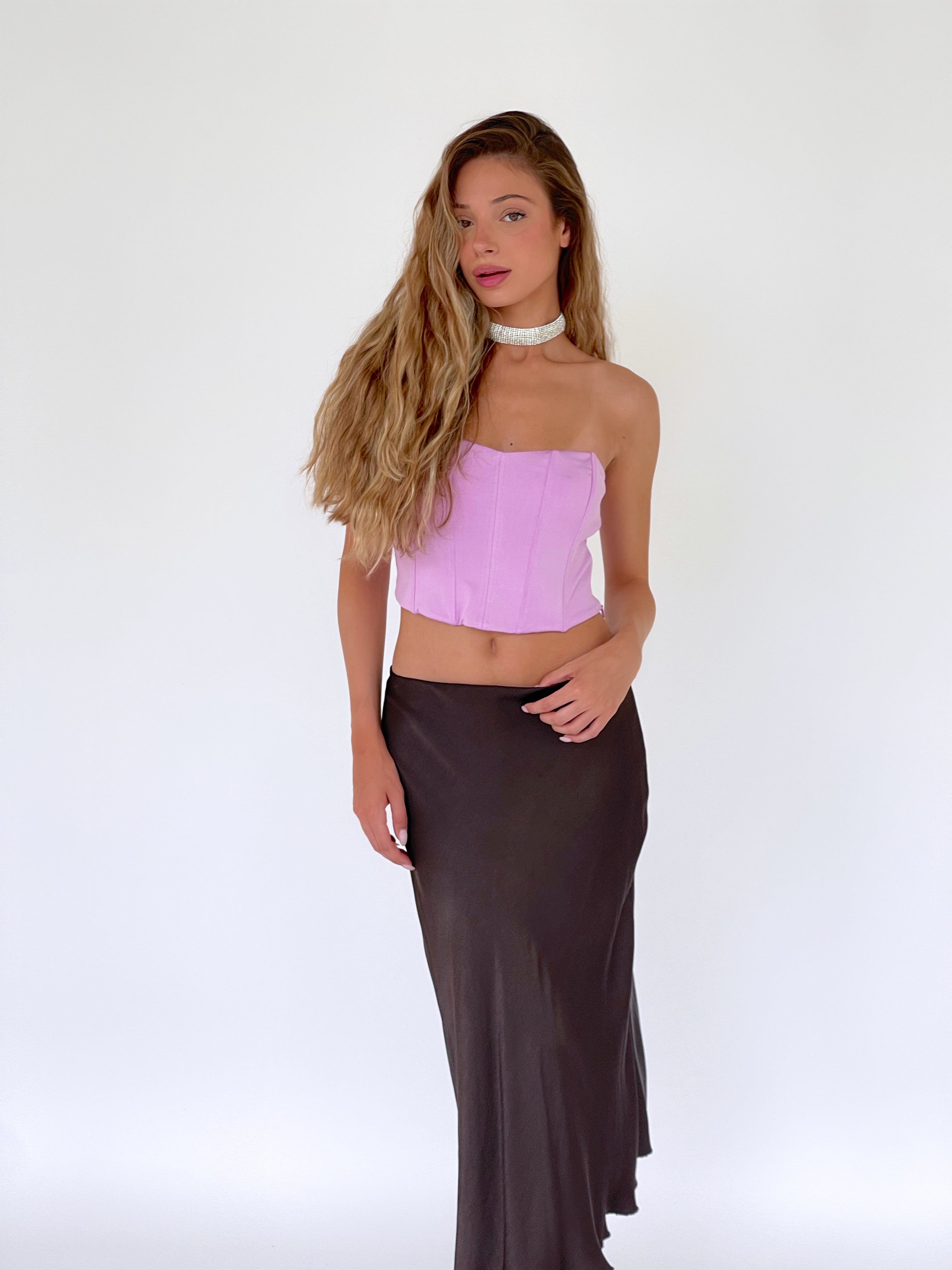 CORSET TOP IN LILAC