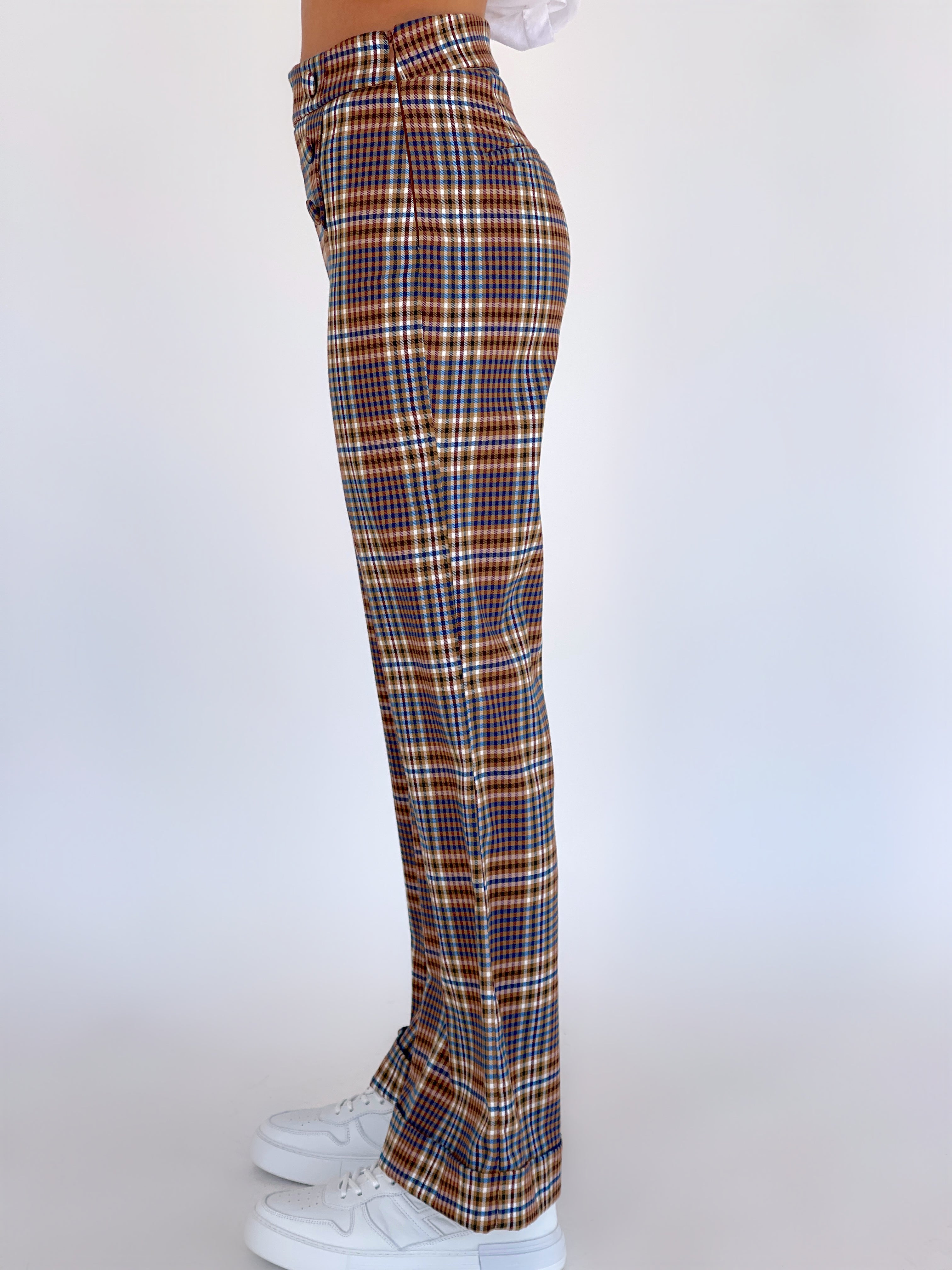 CHECKED WIDE LEG TROUSER