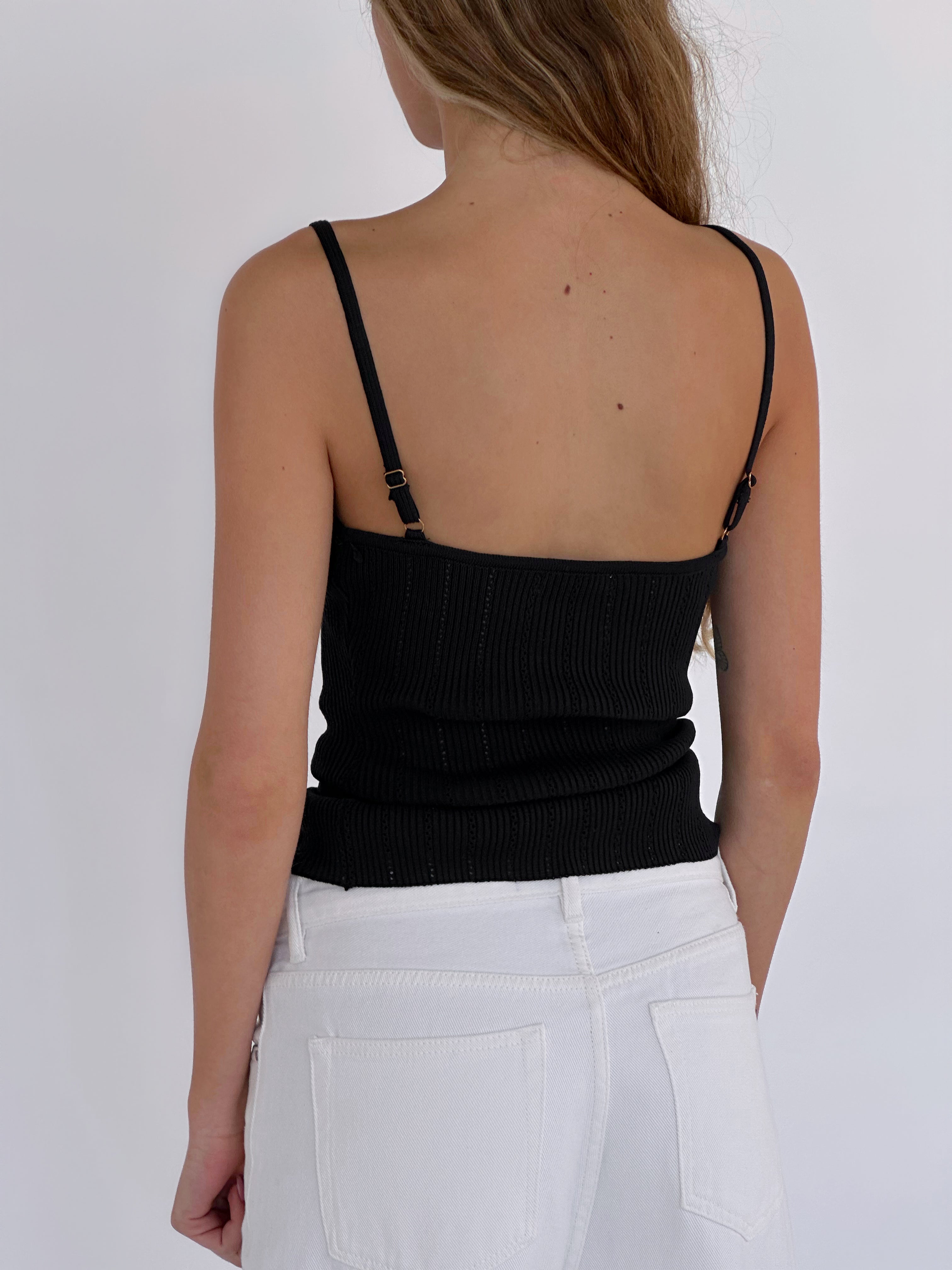 RIBBED CAMI WITH LACE DETAIL