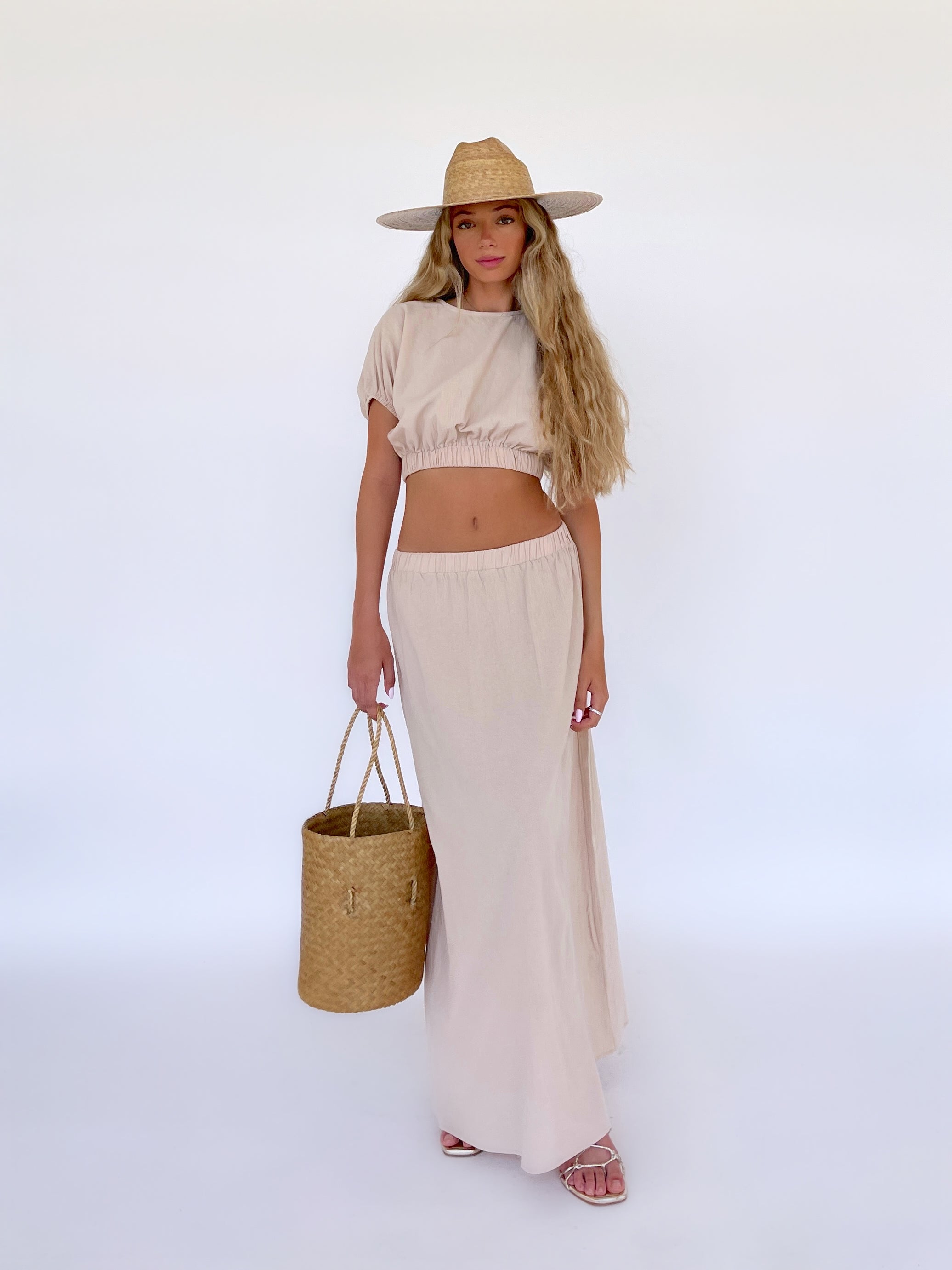 CROPPED TOP WITH MATCHING MAXI SKIRT