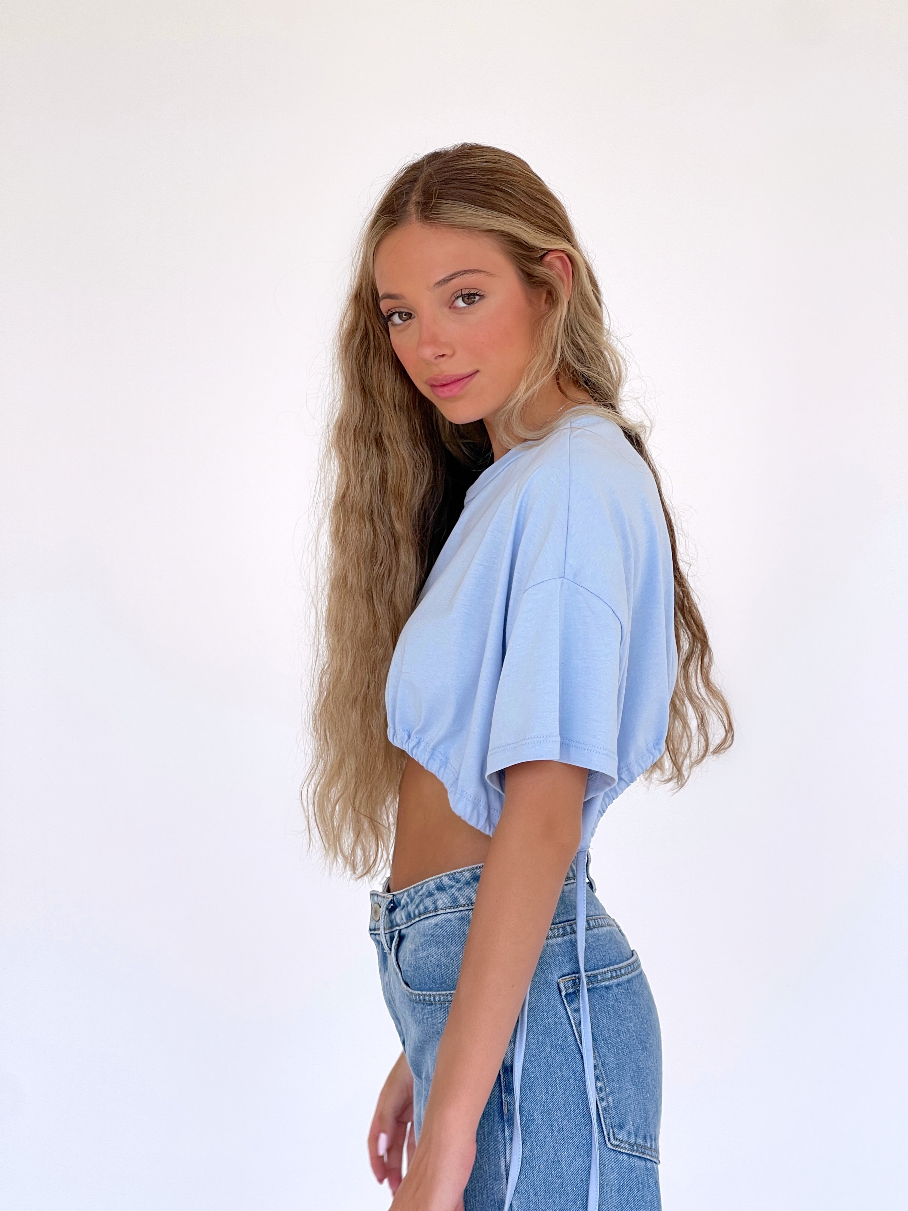 France Light Blue Cropped T-Shirt